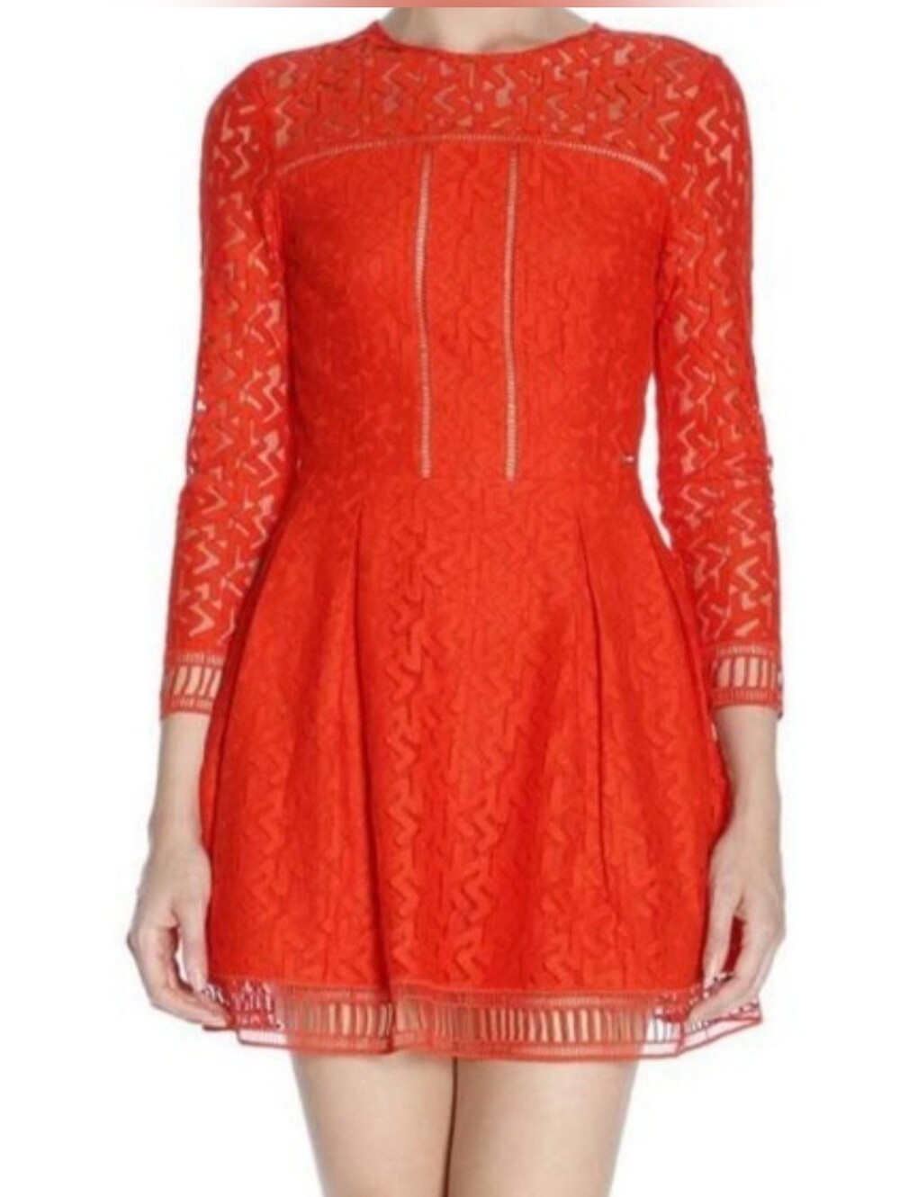 NWT | Armani Exchange | Geometric Lace  Mini Dress | Red | Size 2 | Authentic